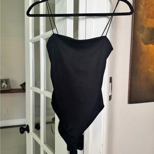 Zara Black Ribbed Bodysuit for Women